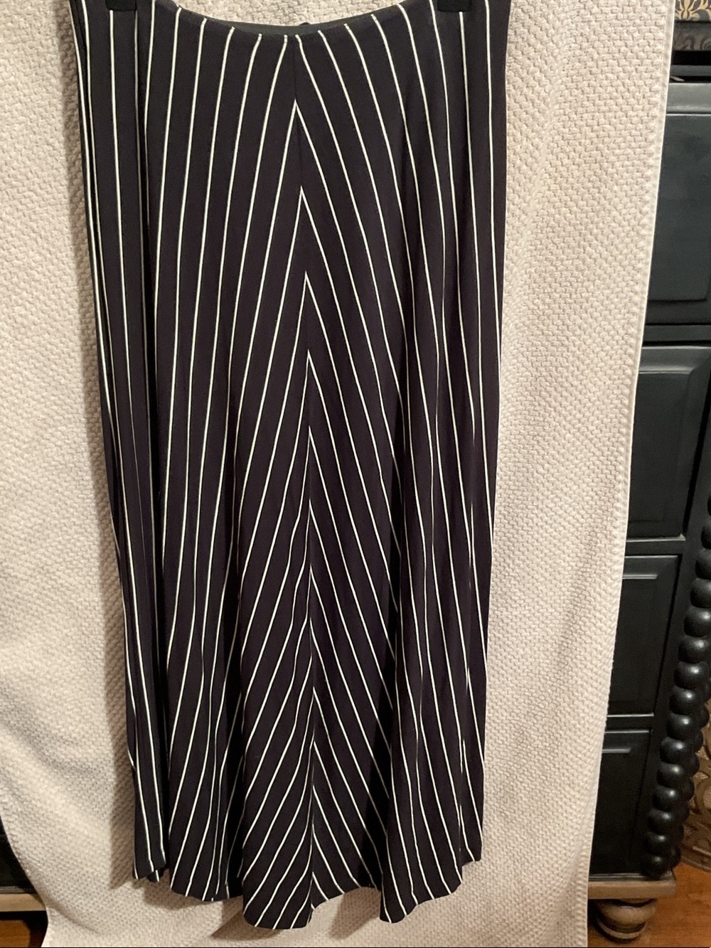Mango Black Maxi Skirt with White Pinstripes